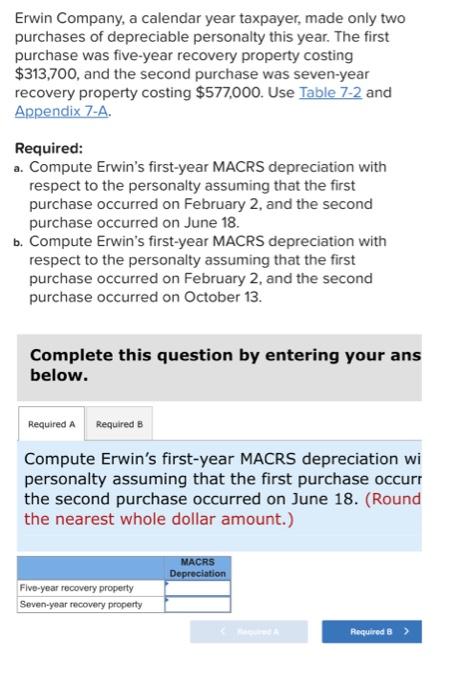 Solved Erwin Company, a calendar year taxpayer, made only | Chegg.com