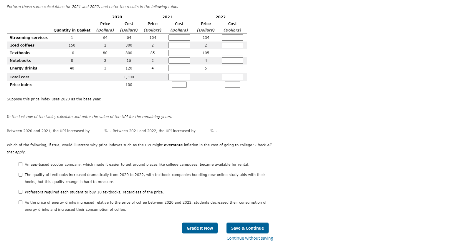 Solved 1. ﻿Calculating Inflation Using A Simple Price | Chegg.com