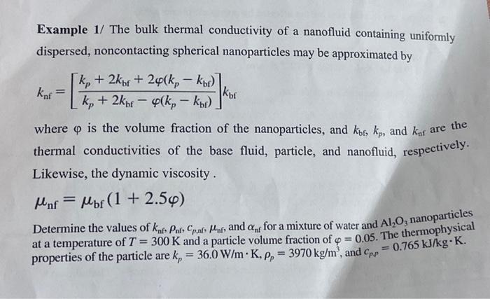 Solved Example 1/ The bulk thermal conductivity of a | Chegg.com