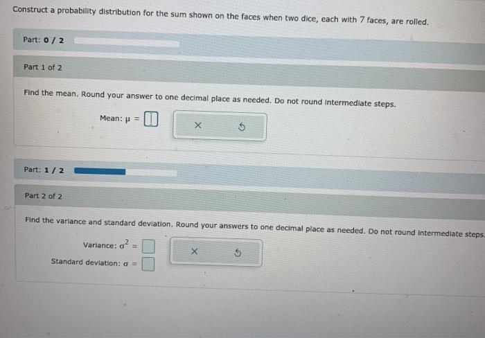 Two dice are rolled. What is the probability distribution of the