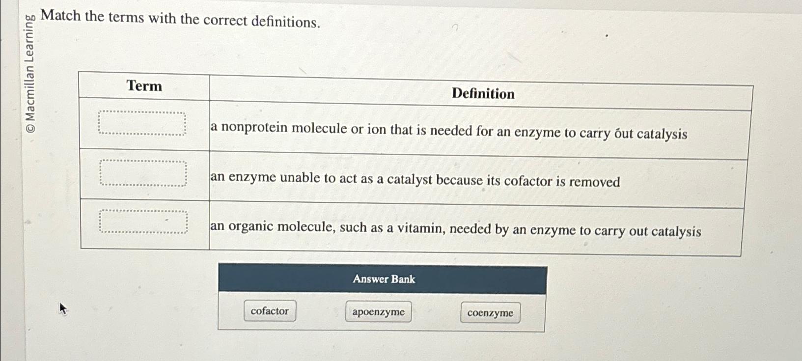 Solved oo Match the terms with the correct | Chegg.com