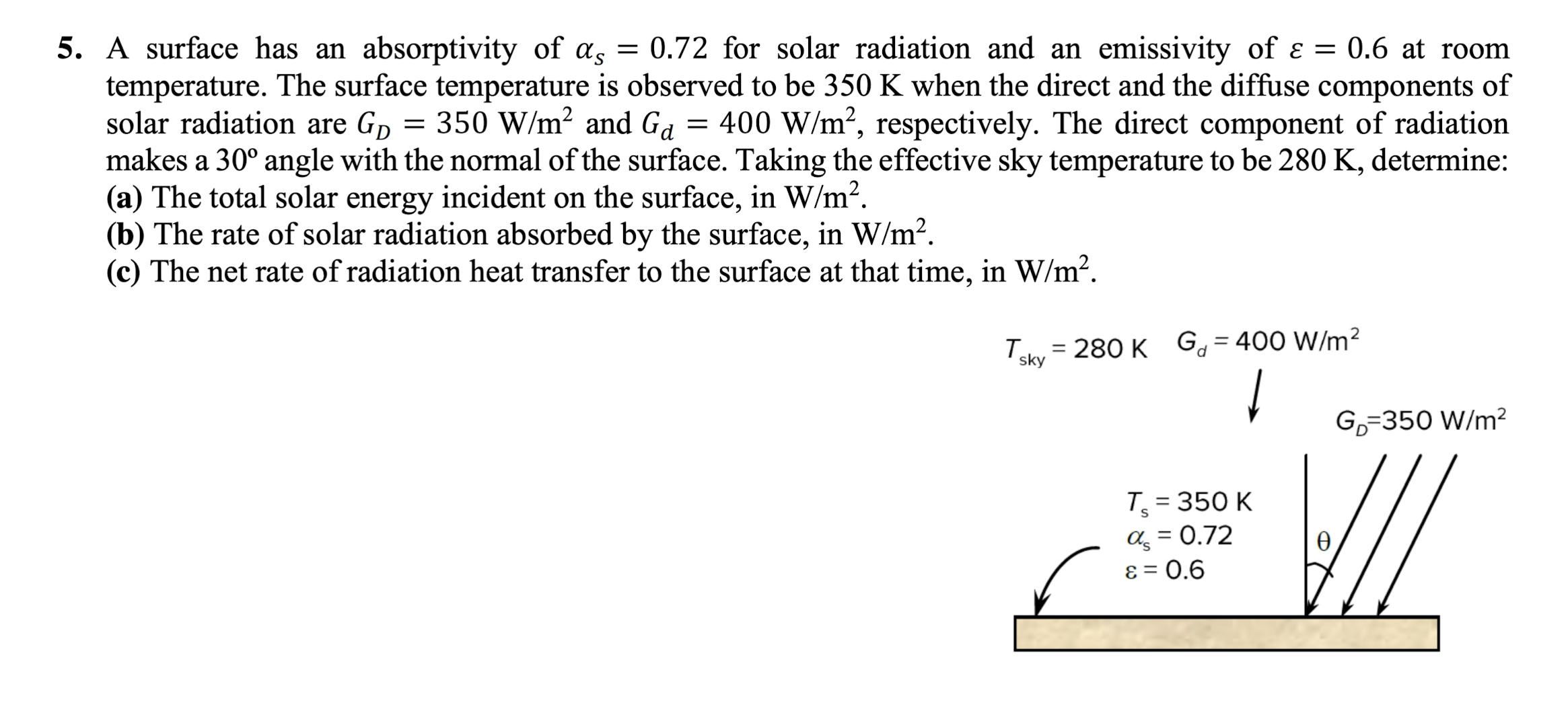 Solved (c) ﻿The net rate of ﻿radiation heat transfer to ﻿the | Chegg.com