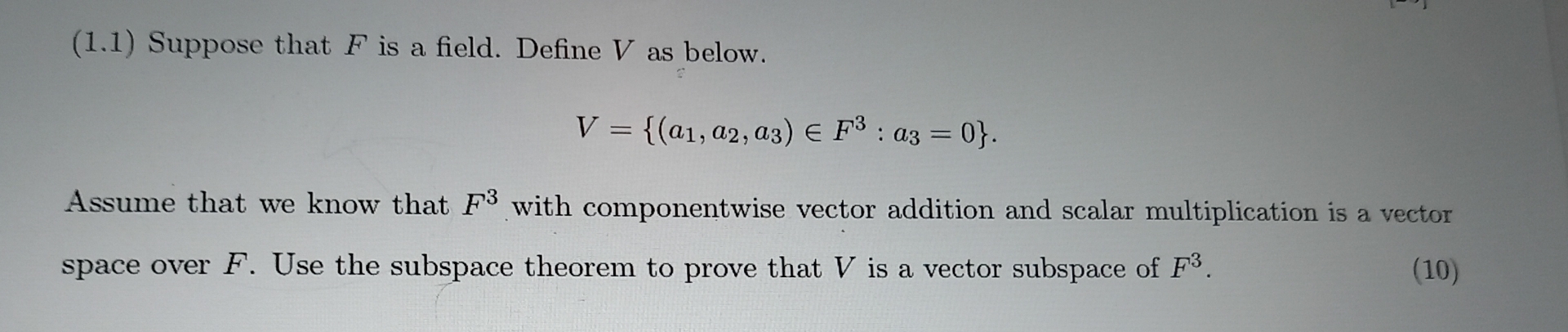 What Is Subset In Math Solved (1.1) Suppose that F is a field. Define V as | Chegg.com