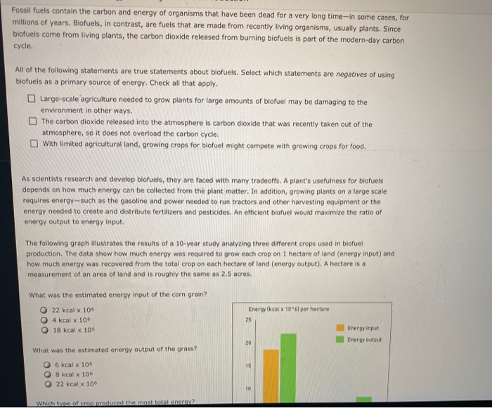 Solved Fossil fuels contain the carbon and energy of