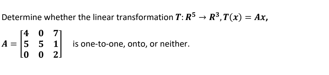 Solved Determine whether the linear transformation | Chegg.com