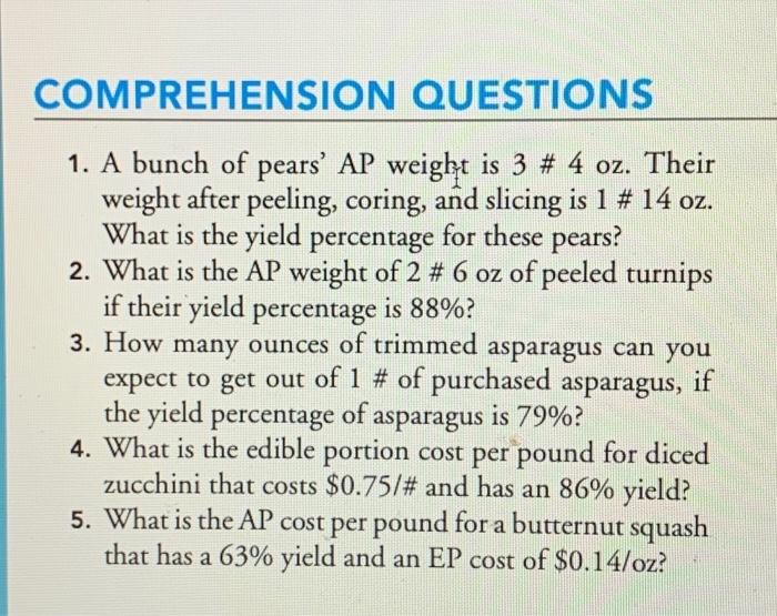 Solved COMPREHENSION QUESTIONS 1. A bunch of pears' AP