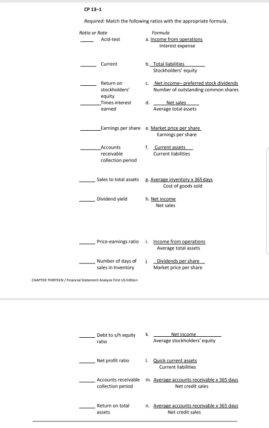 Solved CP 13 1 Required Match The Following Ratios With The Chegg solved-cp-13-1-required-match-the-following-ratios-with-the-chegg