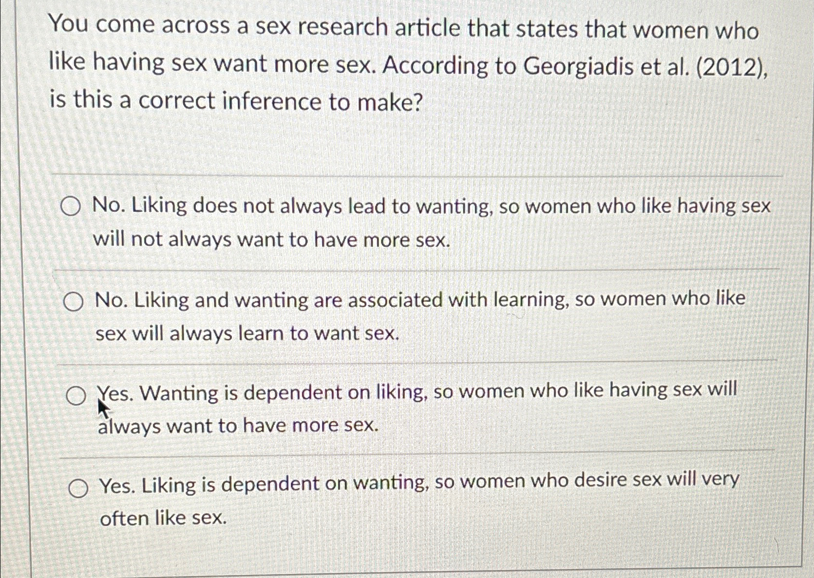 Solved You come across a sex research article that states | Chegg.com