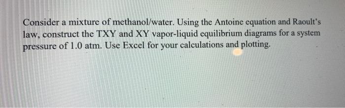 Solved Consider A Mixture Of Methanol/water. Using The | Chegg.com