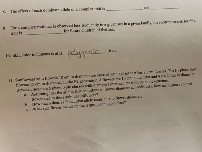 Solved and 8. The effect of each dominant allele of a | Chegg.com