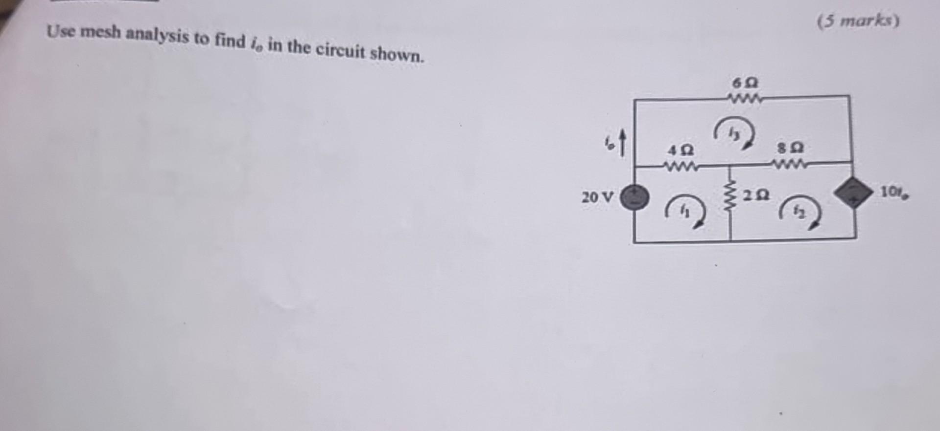 Solved Use mesh analysis to find ia in the circuit shown. (5 | Chegg.com