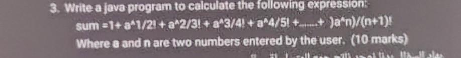 Solved 3. Write a java program to calculate the following | Chegg.com