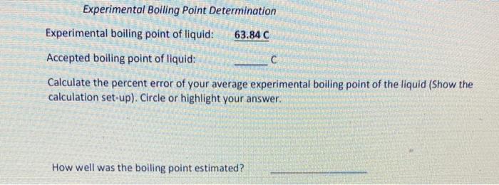 Experimental Boiling Point Determination Experimental | Chegg.com