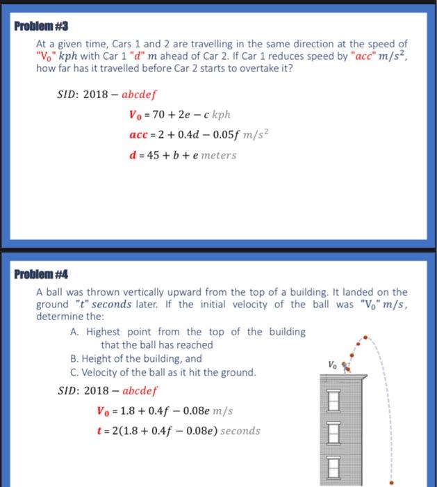 Solved Problem #3 At a given time, Cars 1 and 2 are | Chegg.com