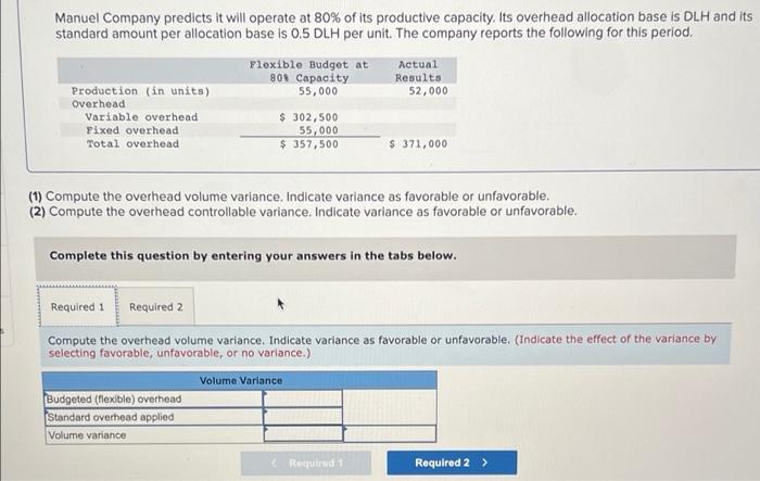 Solved Manuel Company Predicts It Will Operate At 80% Of Its | Chegg.com