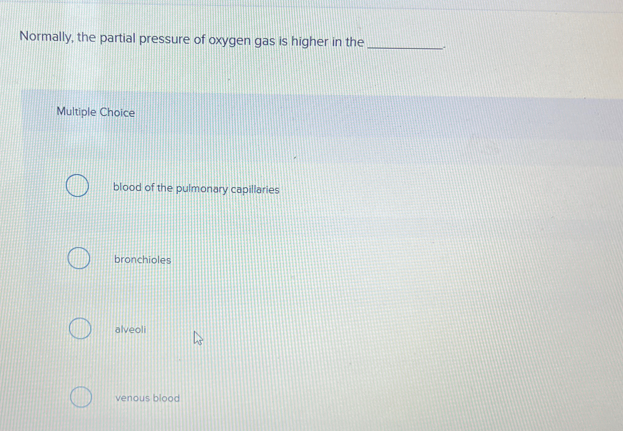 Solved Normally, the partial pressure of oxygen gas is | Chegg.com