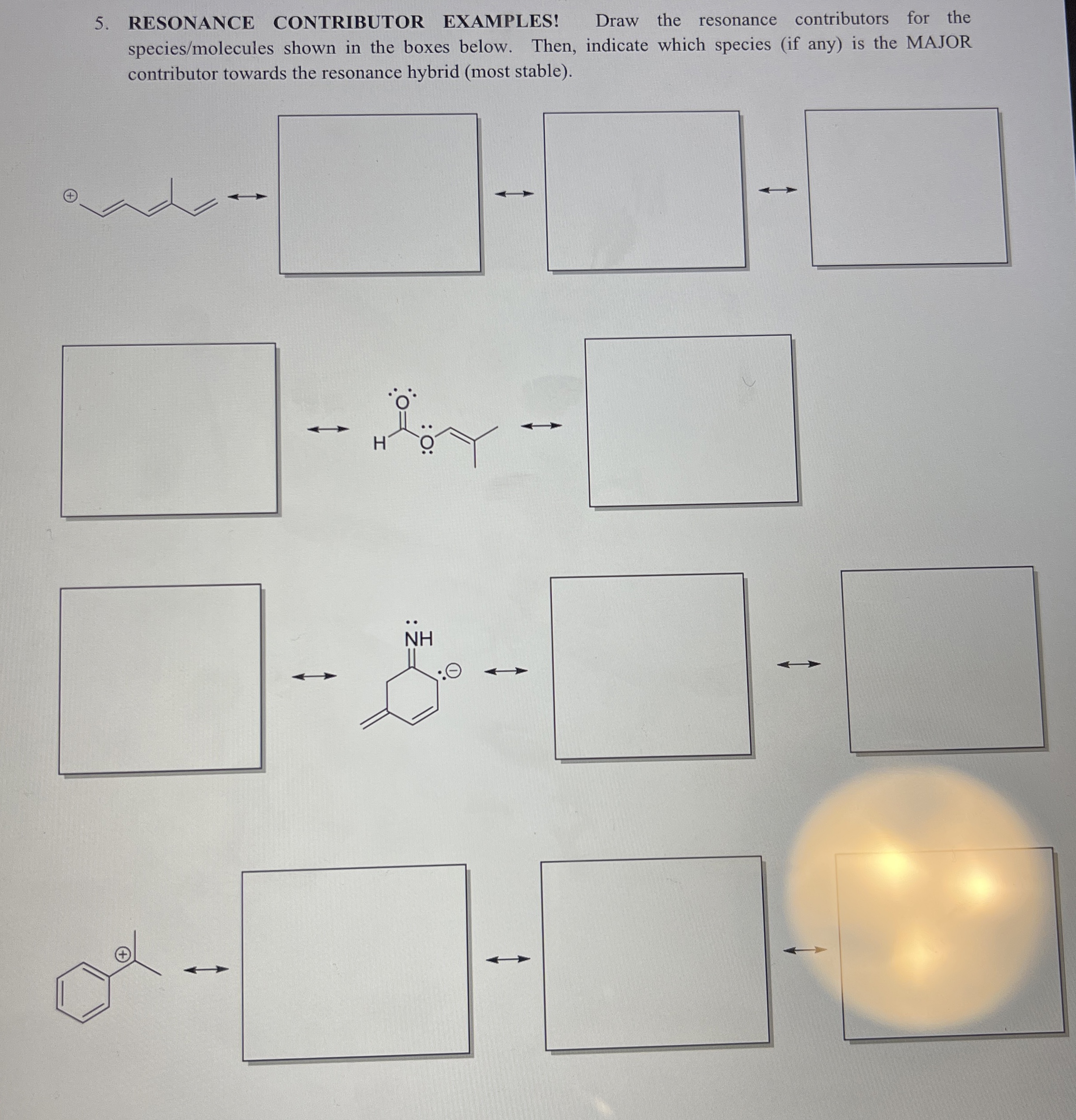 Solved RESONANCE CONTRIBUTOR EXAMPLES! Draw the resonance | Chegg.com