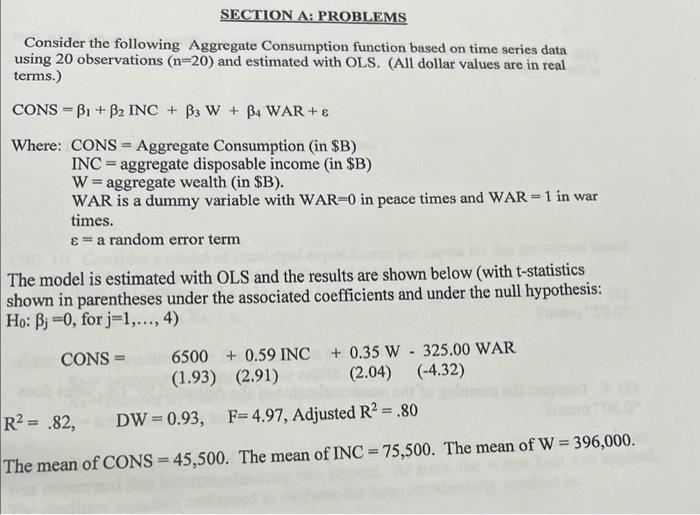 Solved SECTION A: PROBLEMS Consider The Following Aggregate | Chegg.com