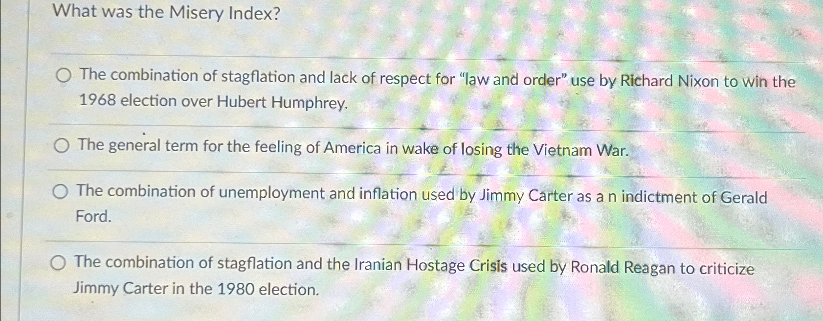 Solved What was the Misery Index?The combination of | Chegg.com