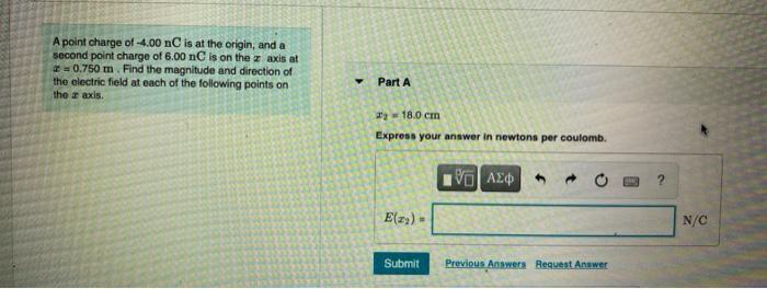 Solved A point charge of -4.00 nC is at the origin, and a | Chegg.com