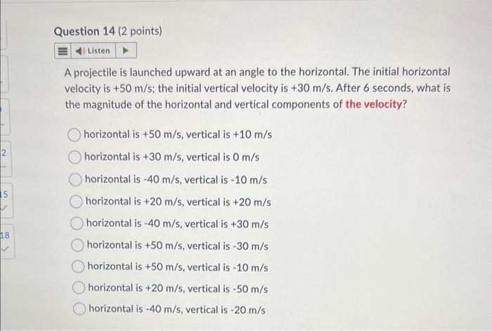 Solved A projectile is launched upward at an angle to the | Chegg.com