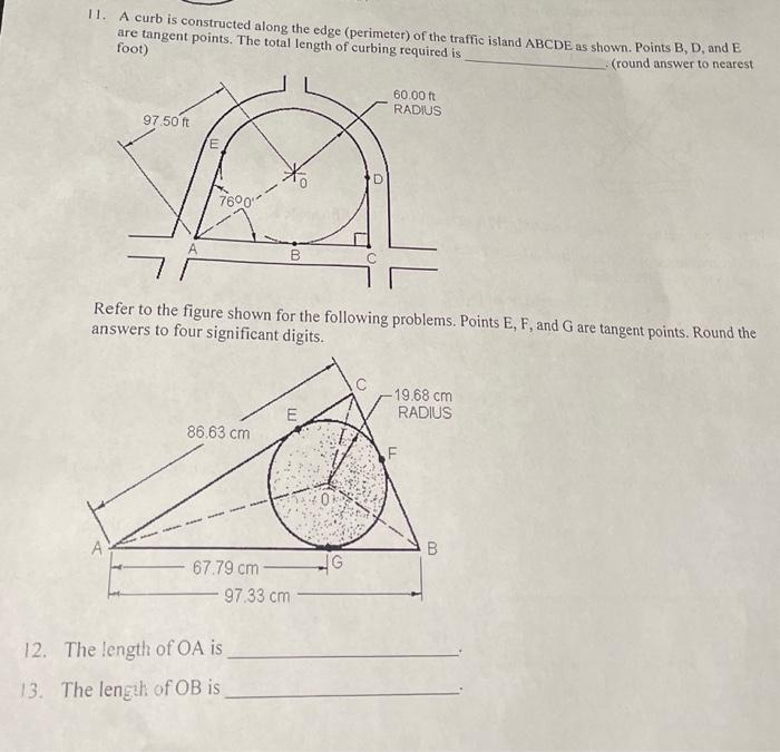 Solved 11. A curb is constructed along the edge (perimeter) | Chegg.com