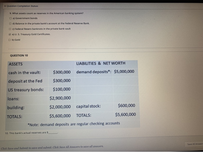 Solved Question Completion Status 9. What assets count as