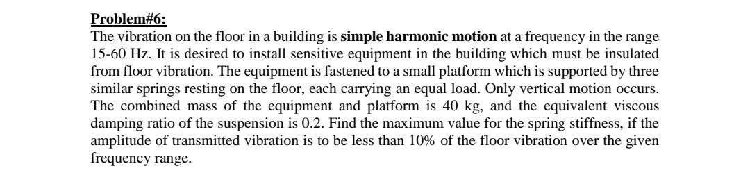 Solved Problem#6: The vibration on the floor in a building | Chegg.com