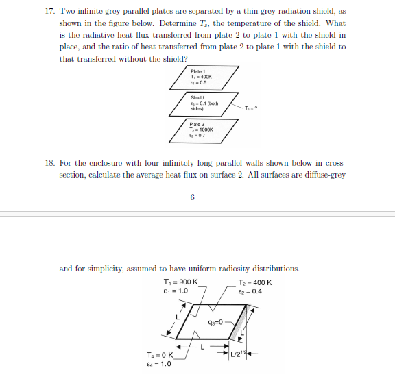 Solved Two infinite grey parallel plates are separated by ﻿a | Chegg.com