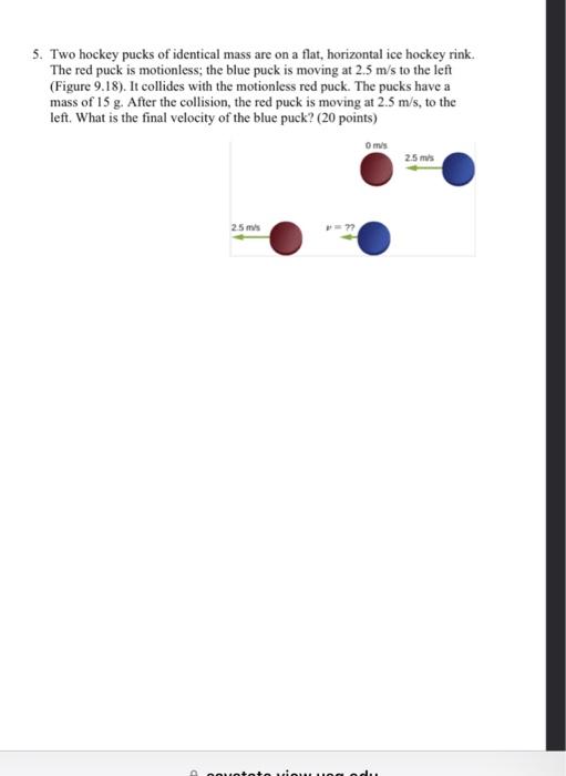 Solved 5. Two hockey pucks of identical mass are on a flat,
