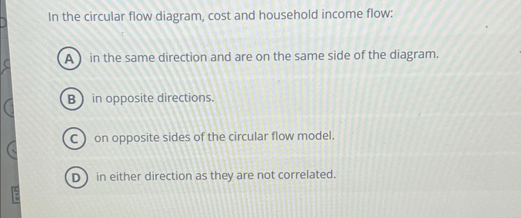 Solved In the circular flow diagram, cost and household