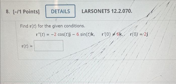 Solved LARSONET5 12.2.070. Find r(t) for the given | Chegg.com