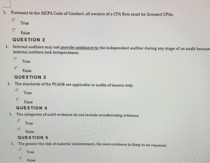 Solved 1. Pursuant To The AICPA Code Of Conduct, All Owners | Chegg.com