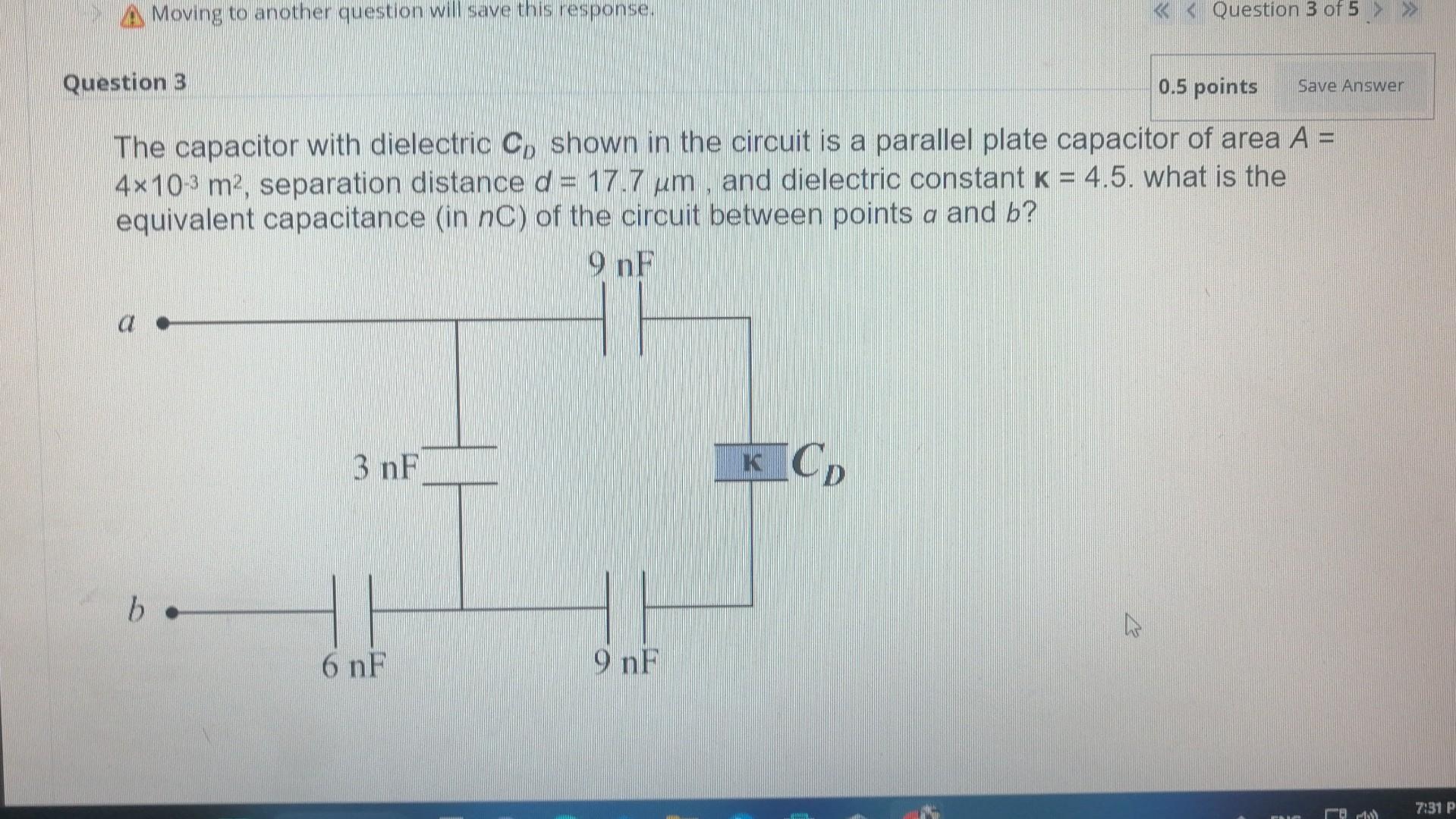 Solved The capacitor with dielectric CD shown in the circuit