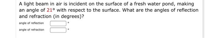 Solved A light beam in air is incident on the surface of a | Chegg.com