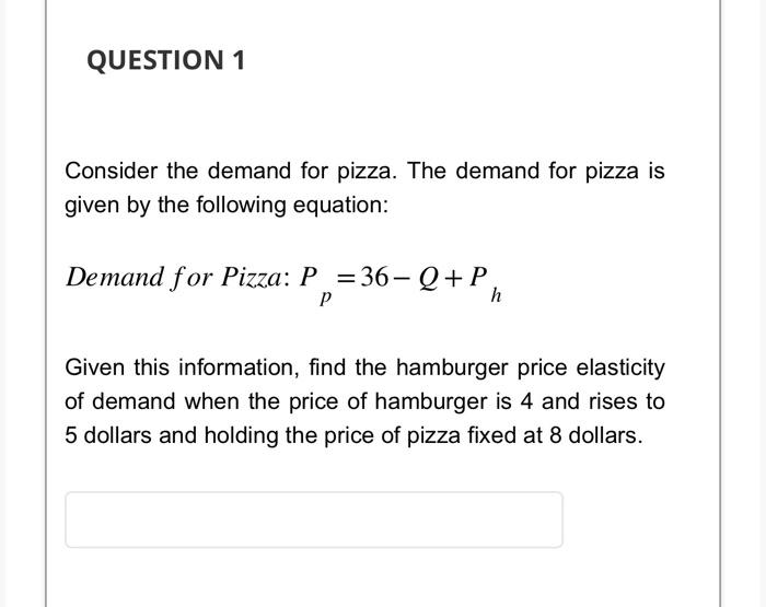 Solved Consider the demand for pizza. The demand for pizza