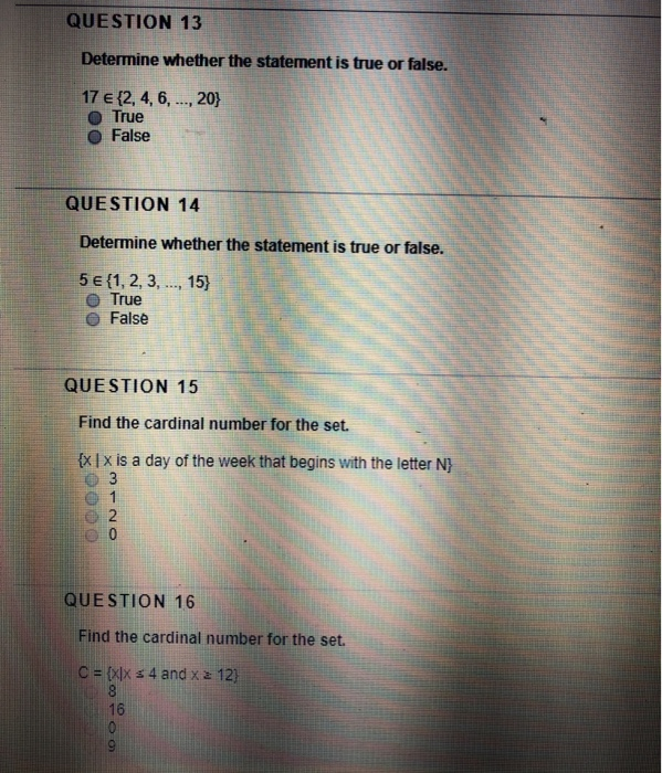 Solved QUESTION 13 Determine whether the statement is true | Chegg.com
