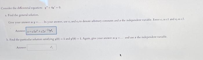 Solved Consider the differential equation y + 4y = 0. 2. | Chegg.com