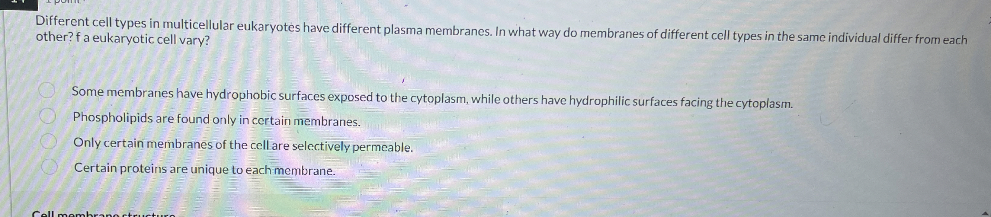 Solved Different cell types in multicellular eukaryotes have