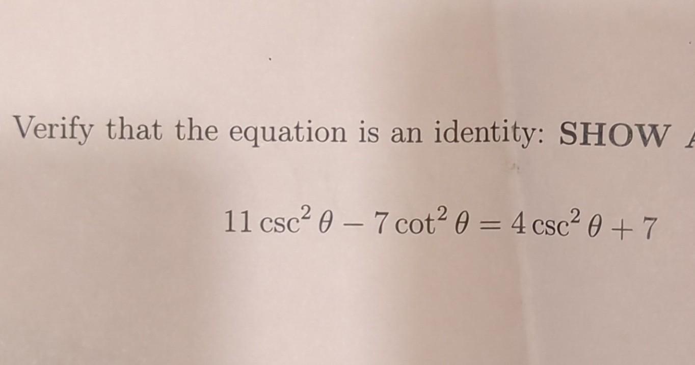 Solved Verify That The Equation Is An Identity: S | Chegg.com