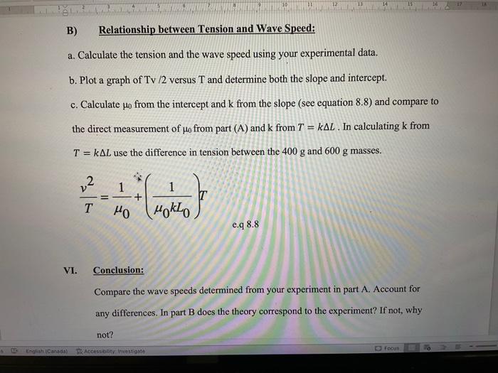 Solved IV. Data: A) Wave Speed On A Stretched String: [1] | Chegg.com