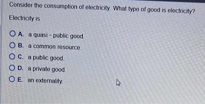 Solved Consider The Consumption Of Electricity. What Type Of | Chegg.com