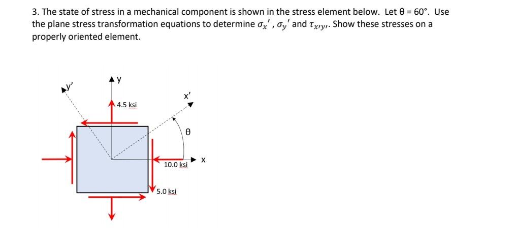 Solved 3. The state of stress in a mechanical component is | Chegg.com