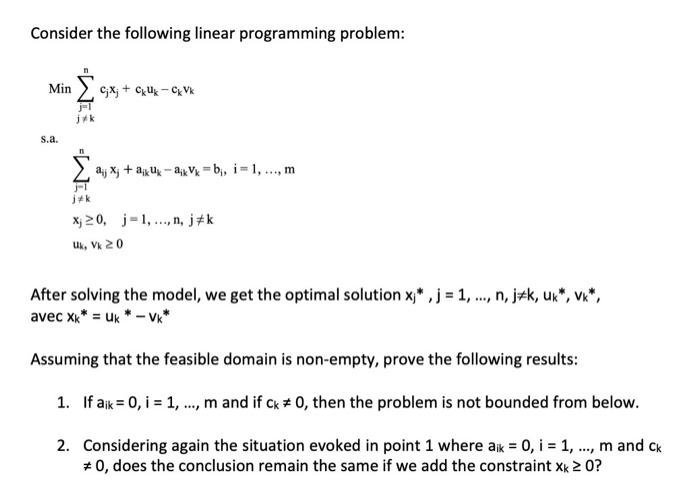 Solved Consider The Following Linear Programming Problem