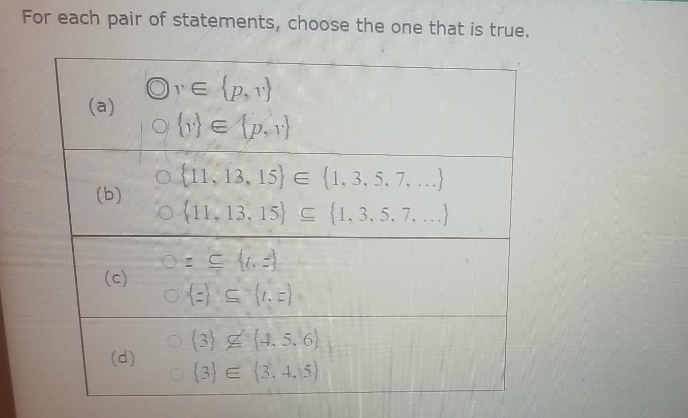 Solved For each pair of statements, choose the one that is | Chegg.com