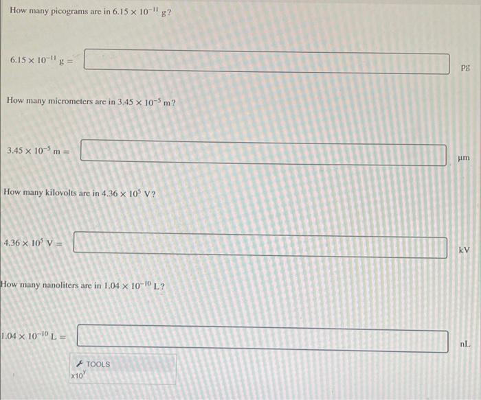 Solved How many picograms are in 6.15×10−11 g ? 6.15×10−11 | Chegg.com