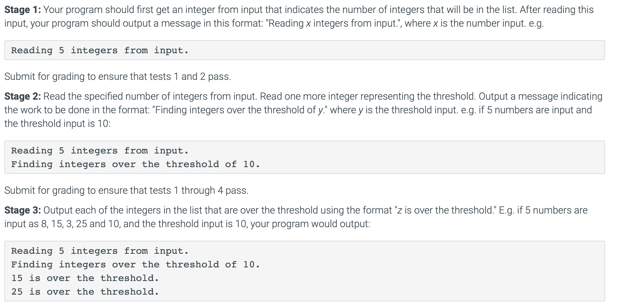 Program Stage 1 Solved Stage 1: Your program should first get an integer | Chegg.com