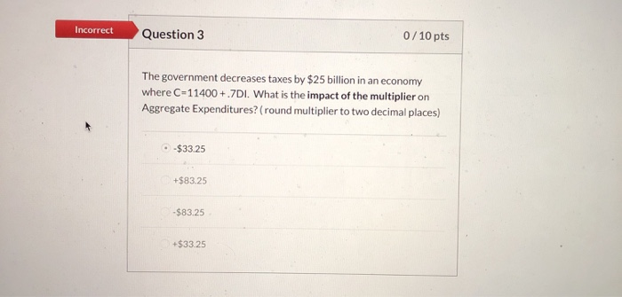 Solved Incorrect Question 3 0/10 pts The government | Chegg.com