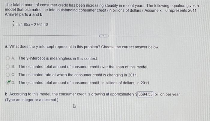 Solved The total amount of consumer credit has been | Chegg.com