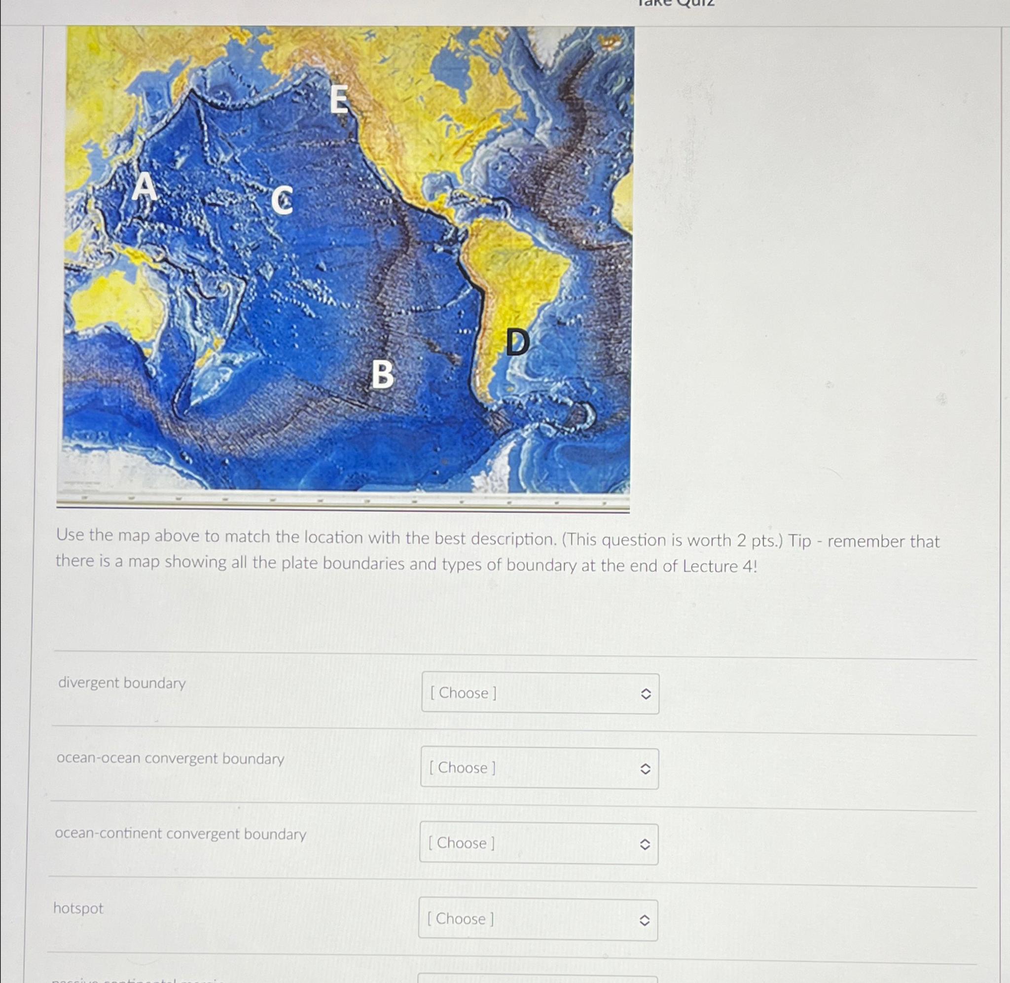 Solved Use the map above to match the location with the best | Chegg.com